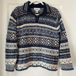croft & barrow Men's Navy and Cream Fair Isle Half-Zip Sweater
